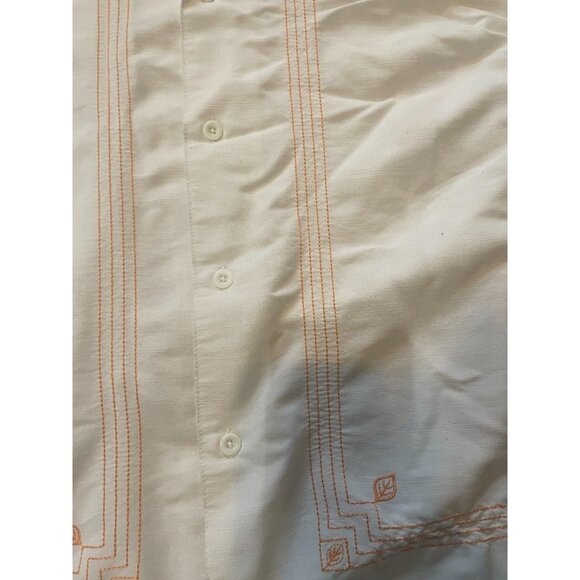 Cubavera Hawaiian Shirt White w/ orange Button Up Short Sleeve Mens Sz Large - Picture 5 of 8